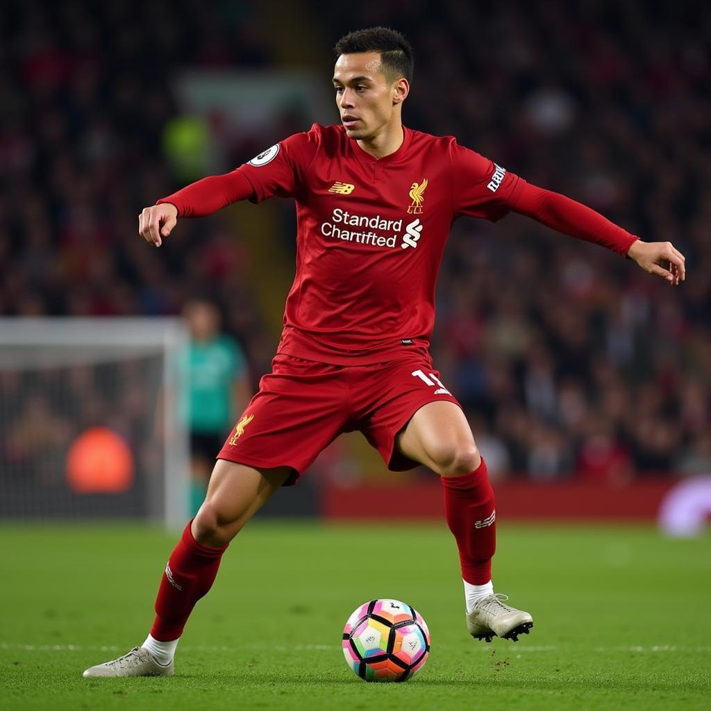 Trent Alexander-Arnold crosses the ball