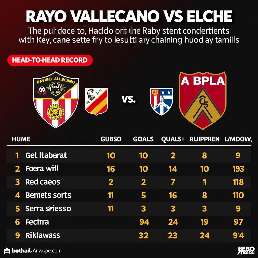 Lịch sử đối đầu giữa Rayo Vallecano và Elche