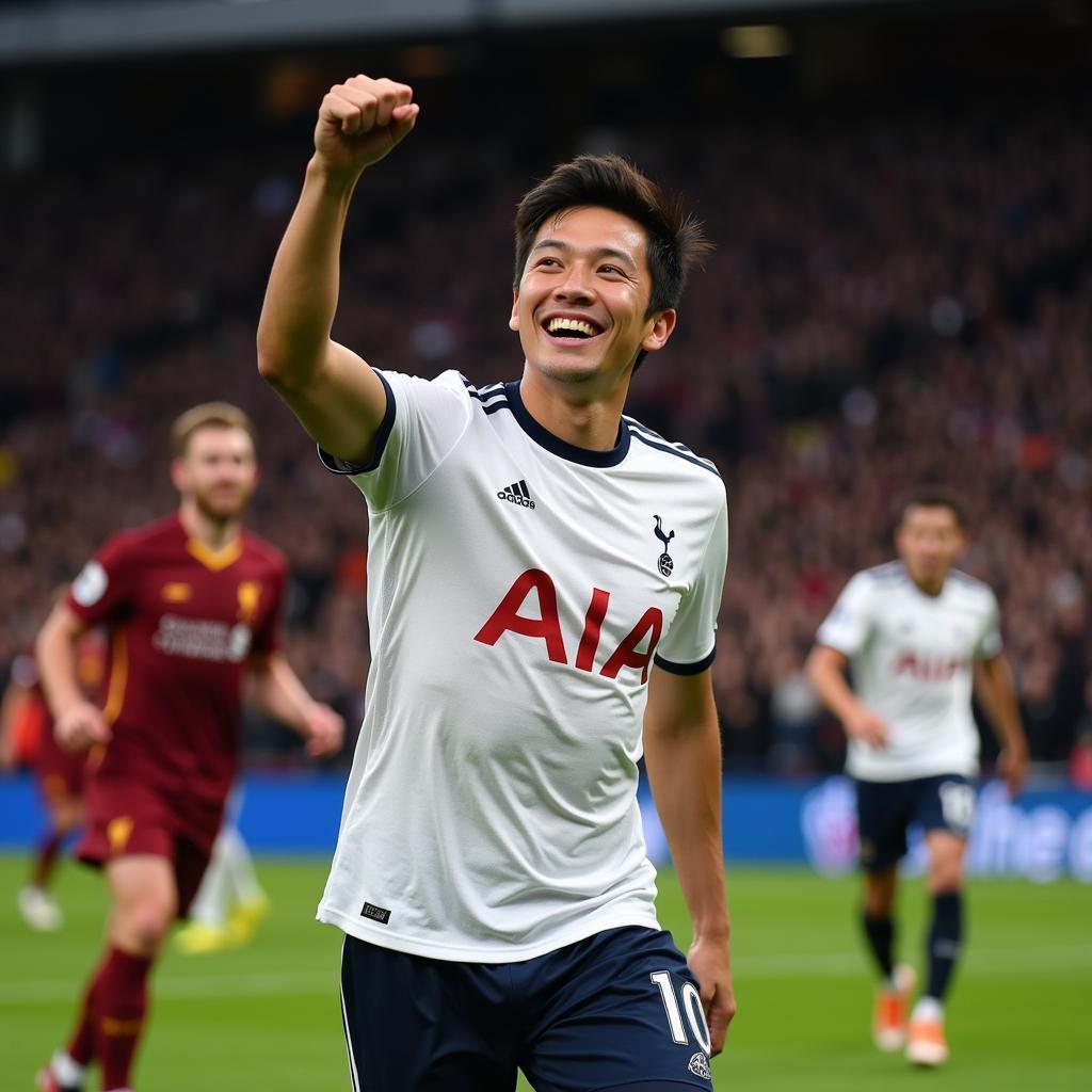 Son Heung-min scores against Liverpool