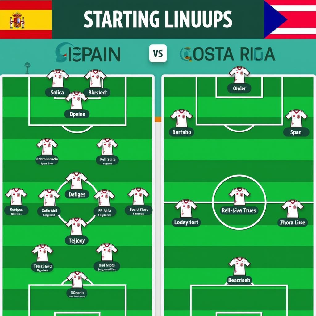 Tây Ban Nha vs Costa Rica đội hình