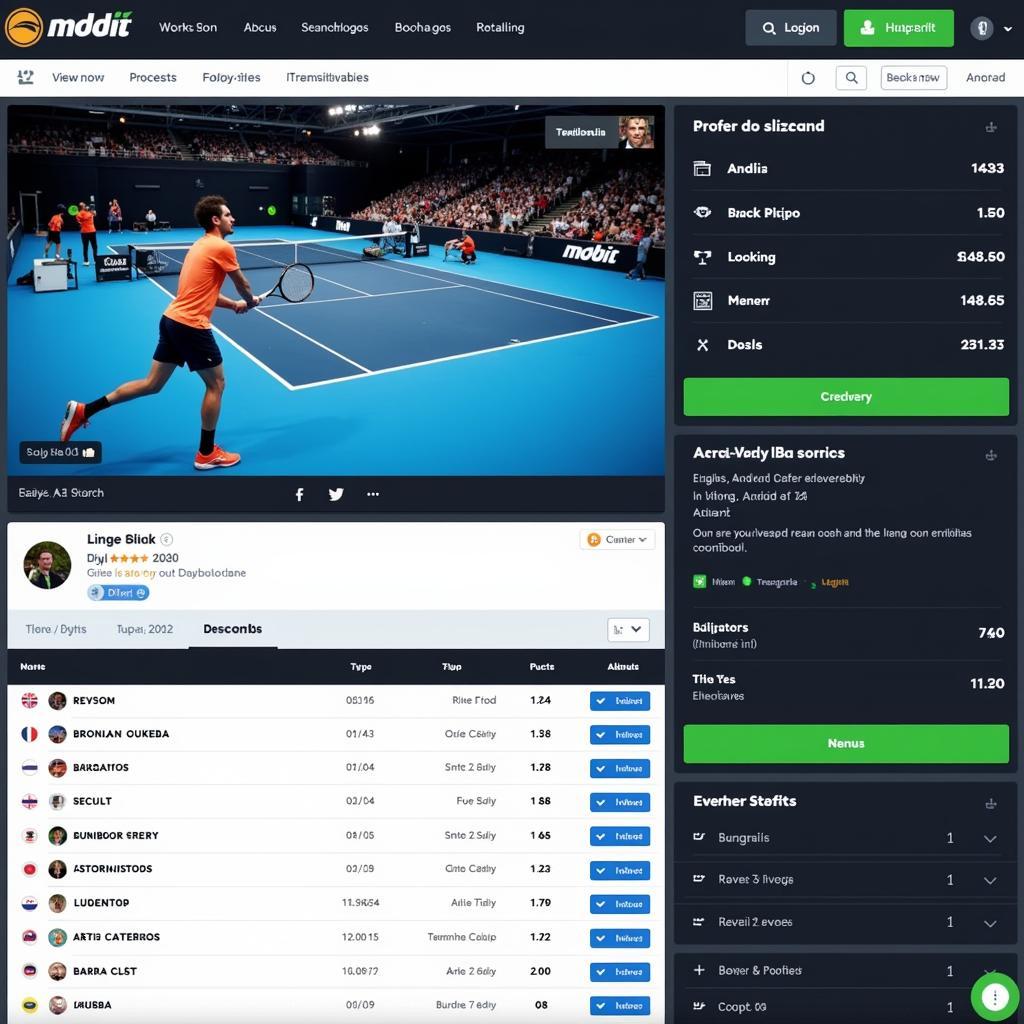 Live tennis streaming with betting odds