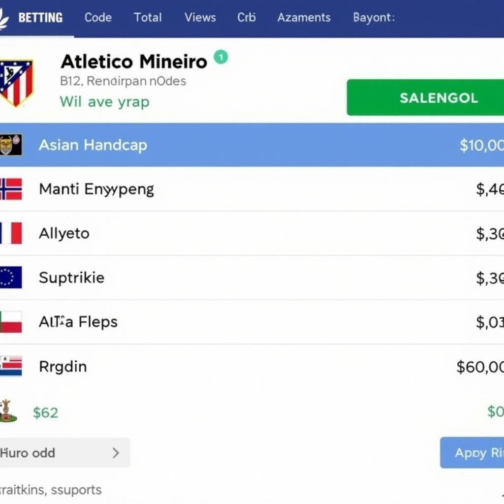 Bảng tỷ lệ kèo Atletico Mineiro