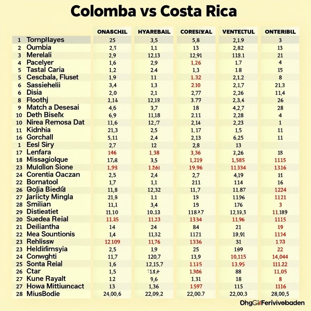 Tỷ số trận đấu Colombia vs Costa Rica