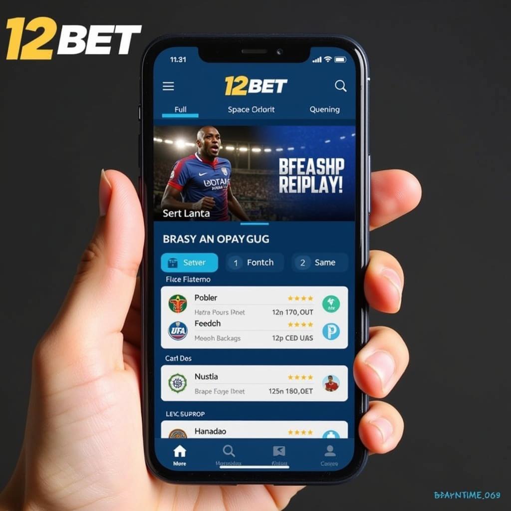 Giao diện website 12bet trên điện thoại di động