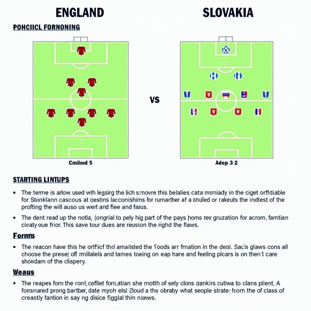 Chiến thuật của huấn luyện viên Anh và Slovakia: Phân tích chiến lược và đội hình ra sân dự kiến