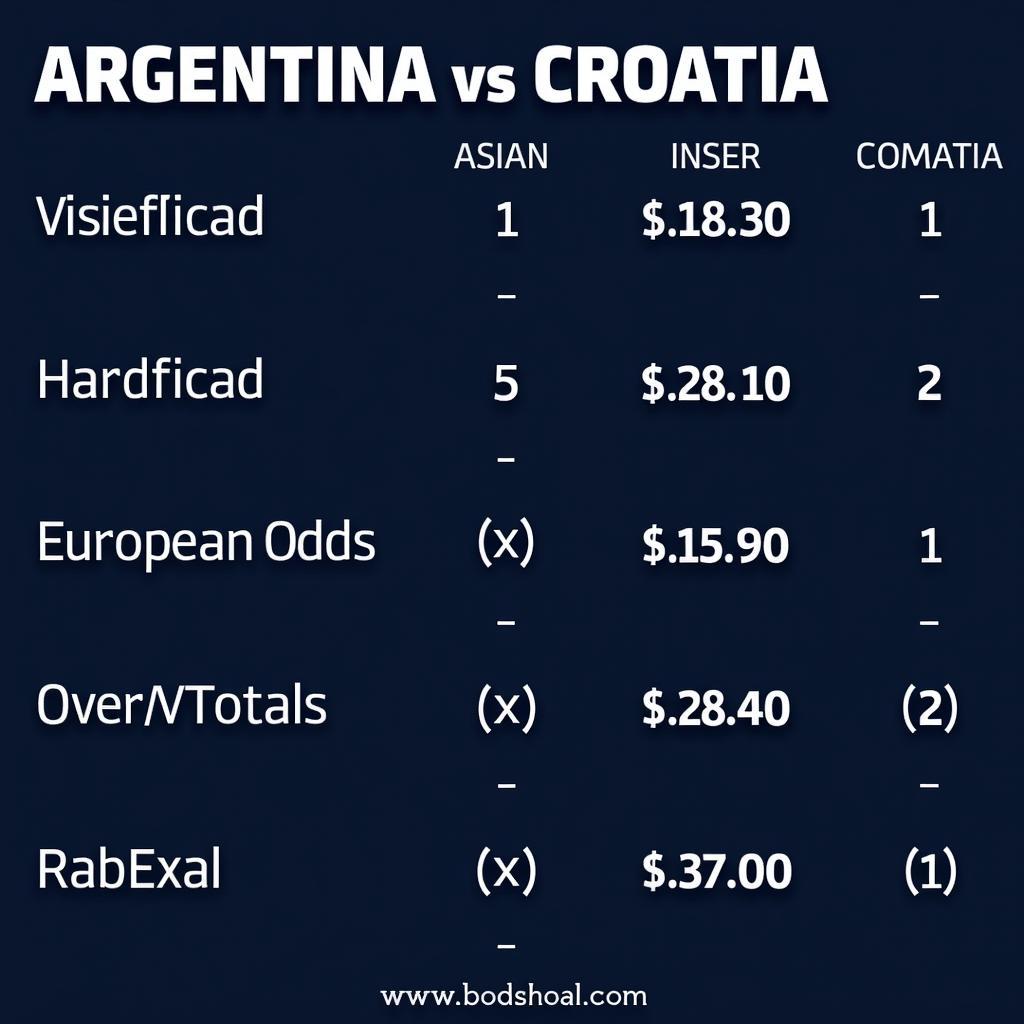 Tỷ lệ kèo Argentina vs Croatia