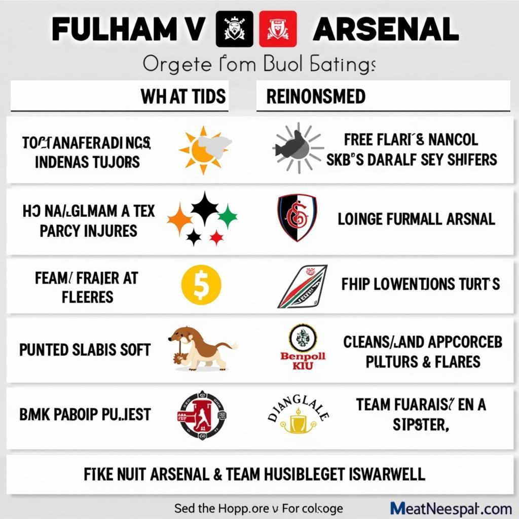 Các yếu tố ảnh hưởng trận đấu Fulham vs Arsenal