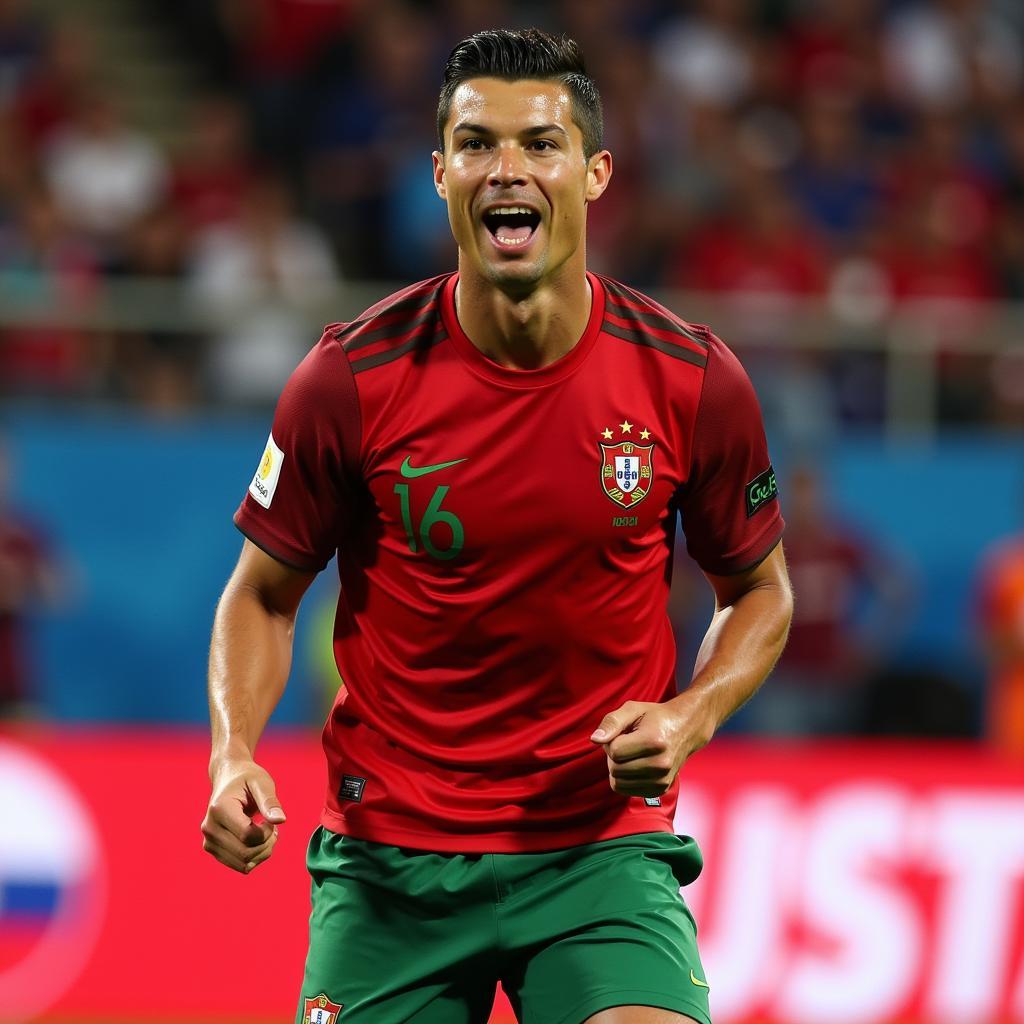 Cristiano Ronaldo trong trận đấu Bồ Đào Nha vs Slovenia