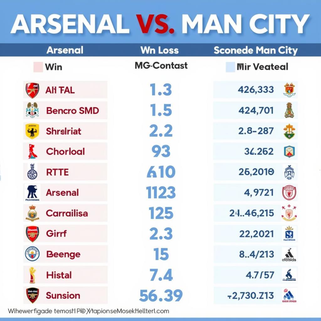 Lịch sử đối đầu Arsenal vs Man City