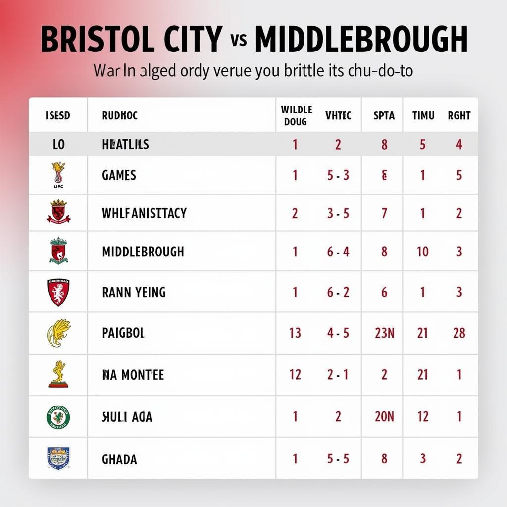 Lịch sử đối đầu Bristol City và Middlesbrough