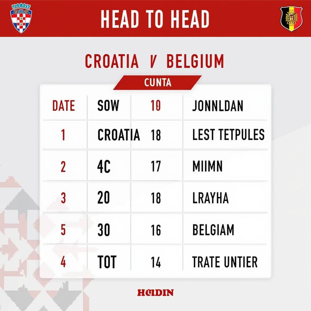 Lịch sử đối đầu Croatia vs Bỉ