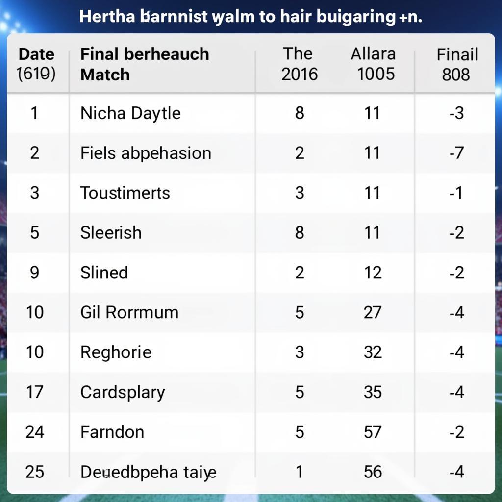 Lịch sử đối đầu Hertha Berlin