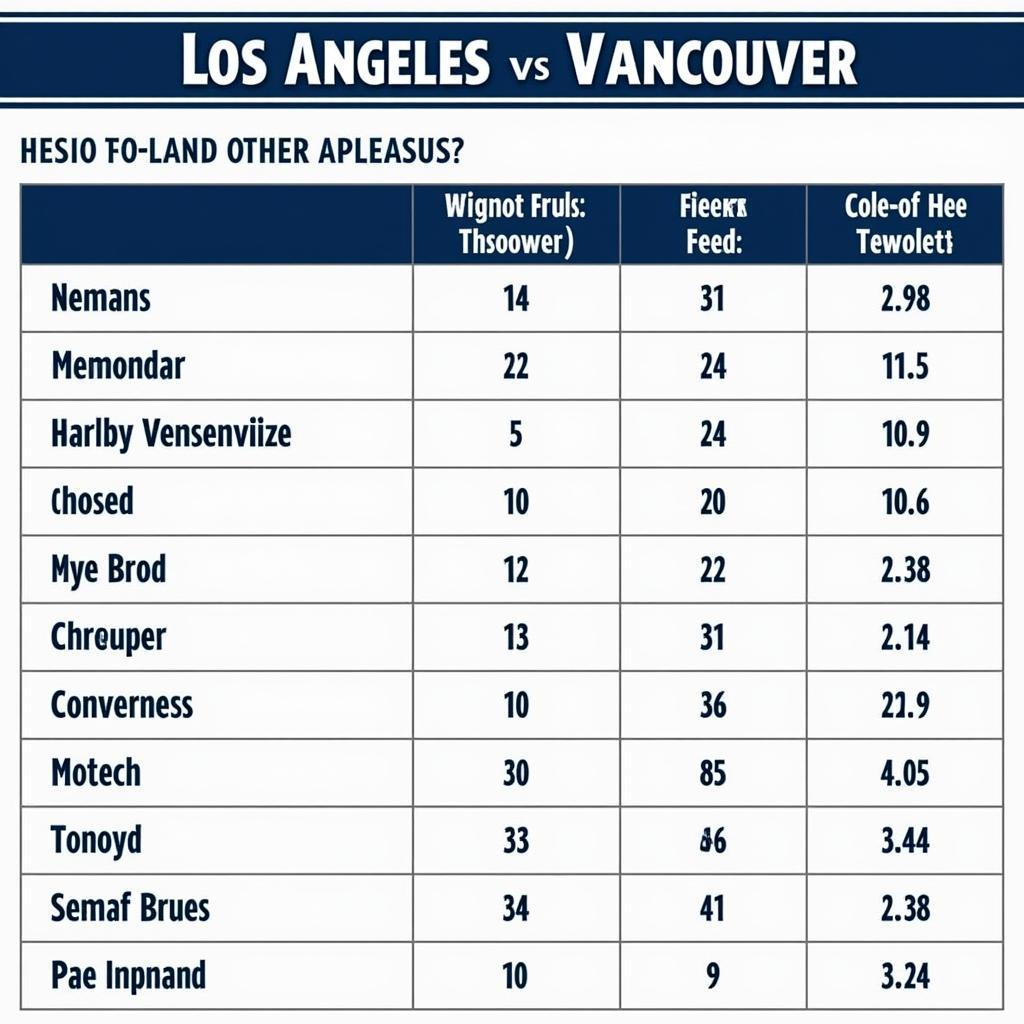 Lịch sử đối đầu Los Angeles vs Vancouver