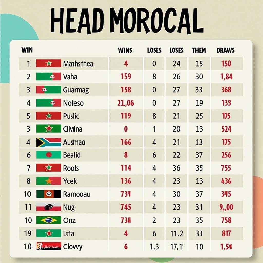 Lịch sử đối đầu Maroc và đối thủ