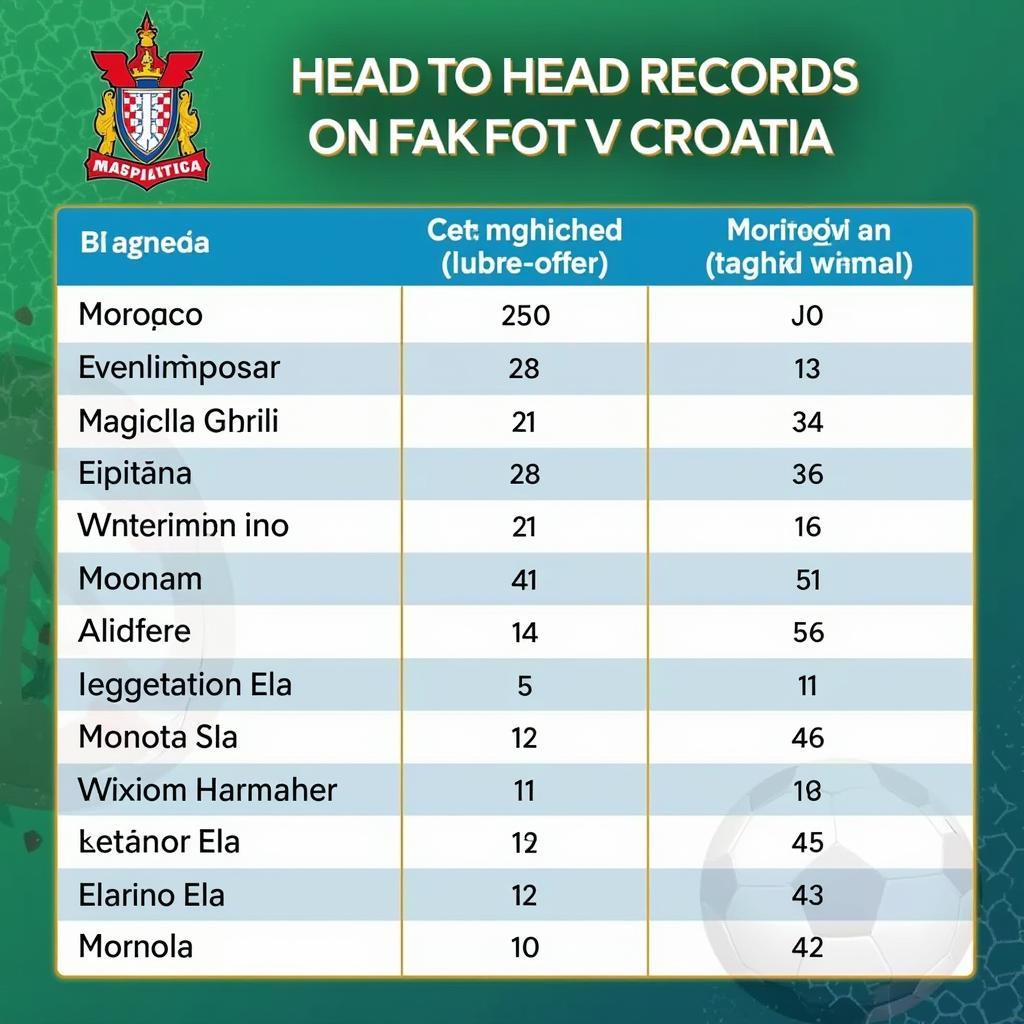 Lịch sử đối đầu giữa Maroc và Croatia