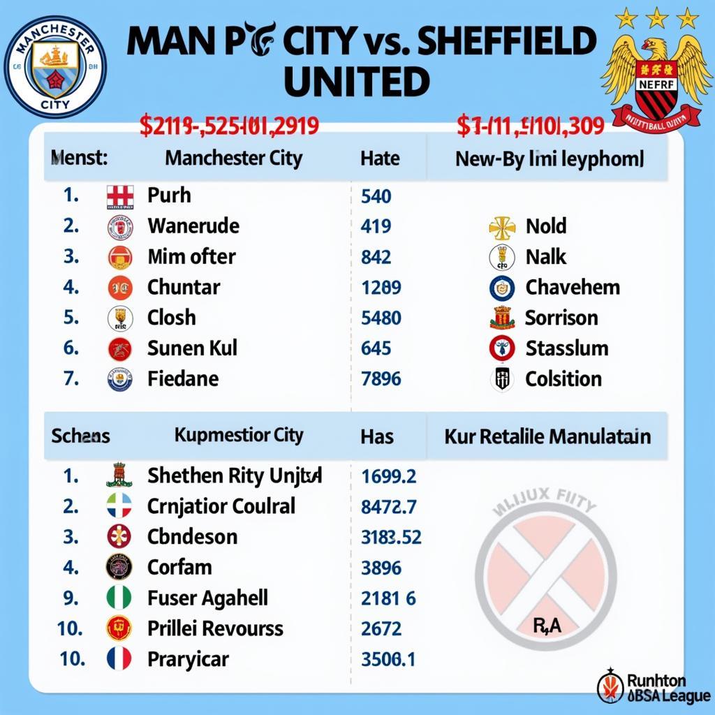 Lịch sử đối đầu giữa MC và Sheffield United