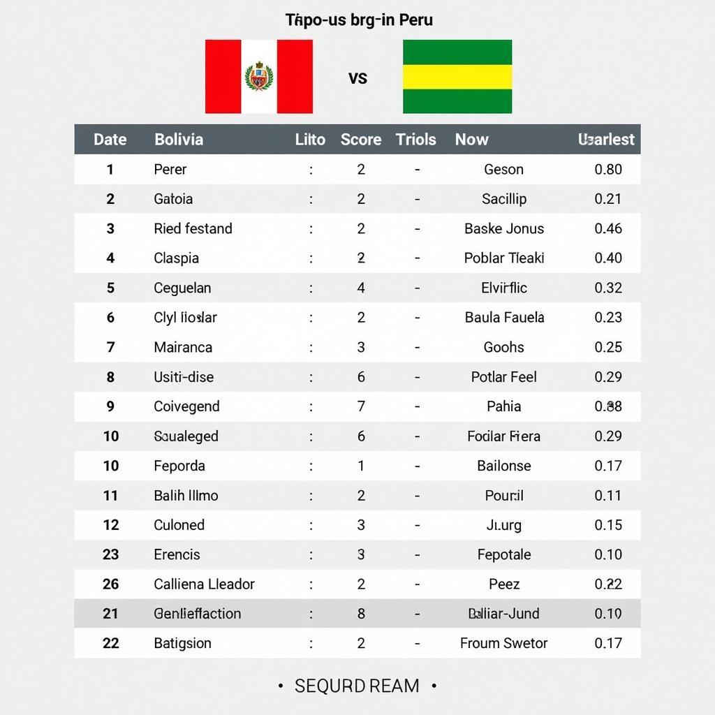 Lịch sử đối đầu Peru vs Bolivia