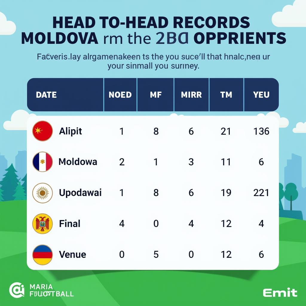 Lịch sử đối đầu giữa Moldova và các đối thủ khác