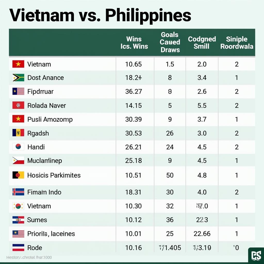 Lịch sử đối đầu Việt Nam Philippines: Biểu đồ thống kê kết quả các trận đấu giữa hai đội bóng.