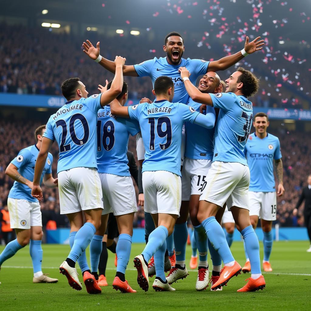 Man City ăn mừng chiến thắng tại Cúp C1