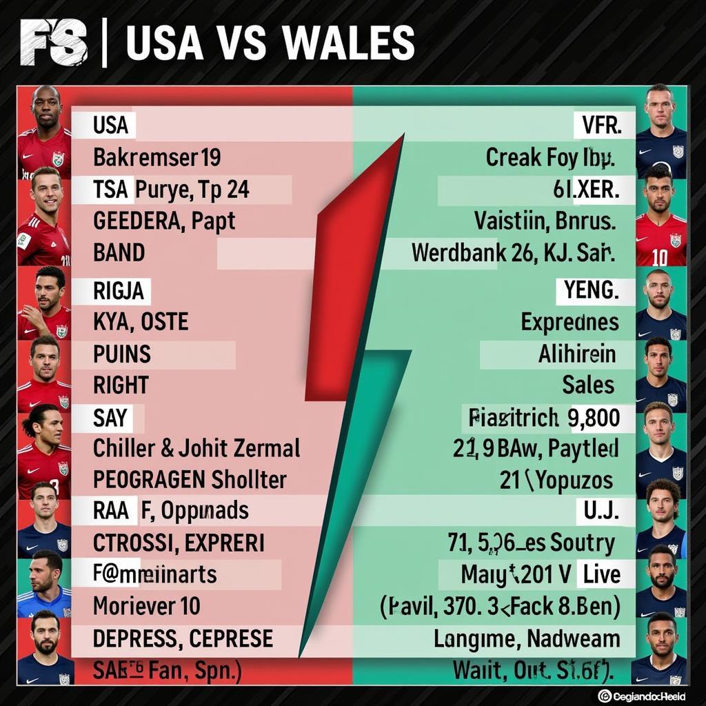 So sánh đội hình Mỹ và Xứ Wales