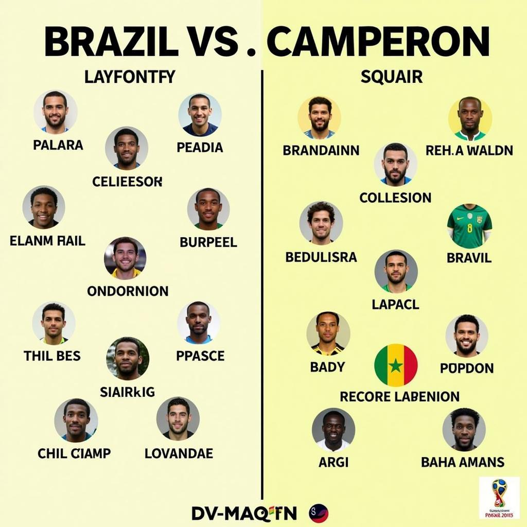 So sánh đội hình Brazil vs Cameroon