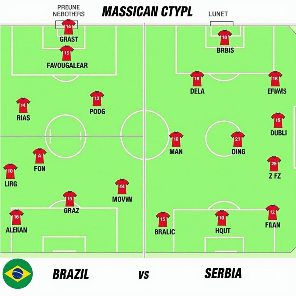 Đội hình ra sân dự kiến của Brazil và Serbia