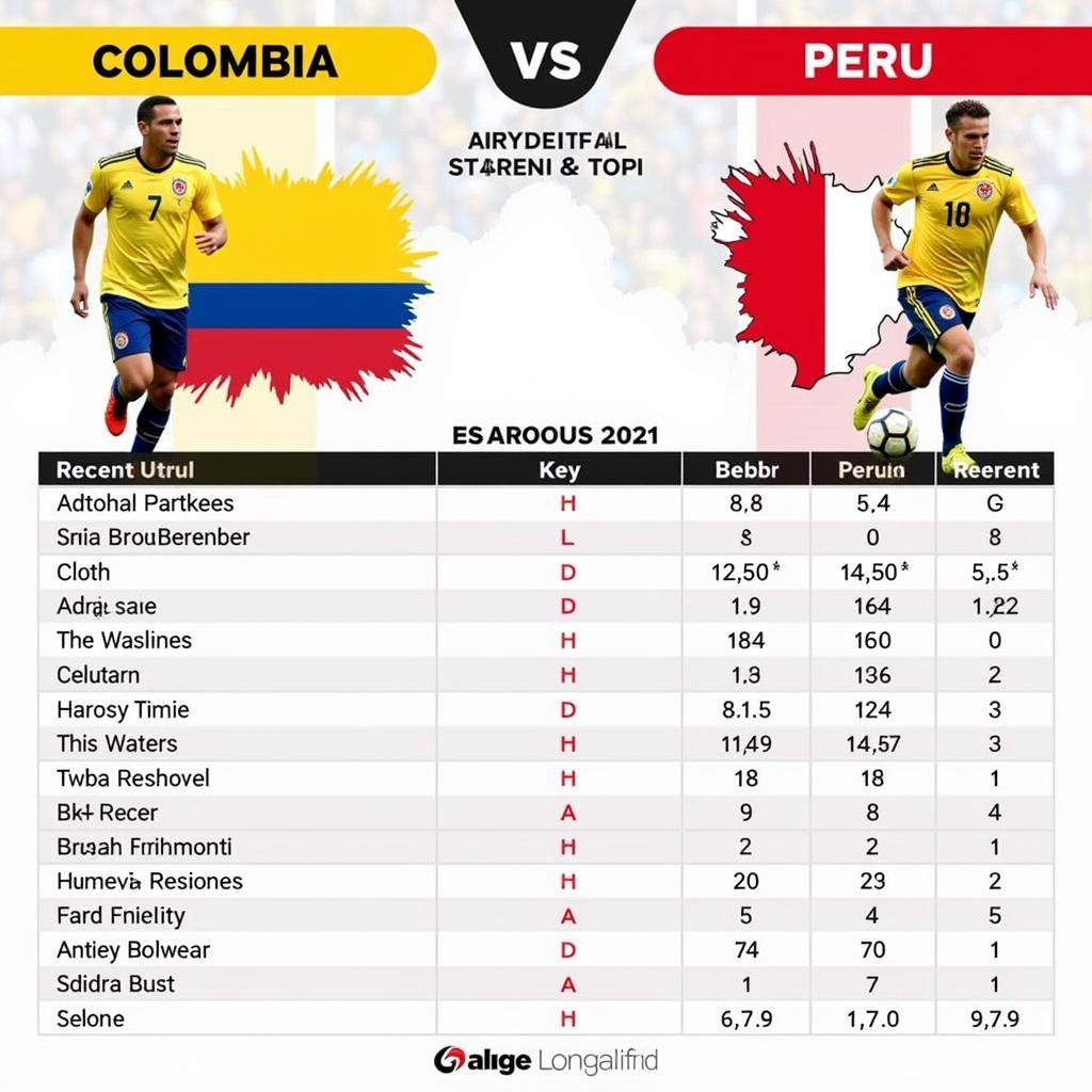 So sánh lực lượng Colombia vs Peru