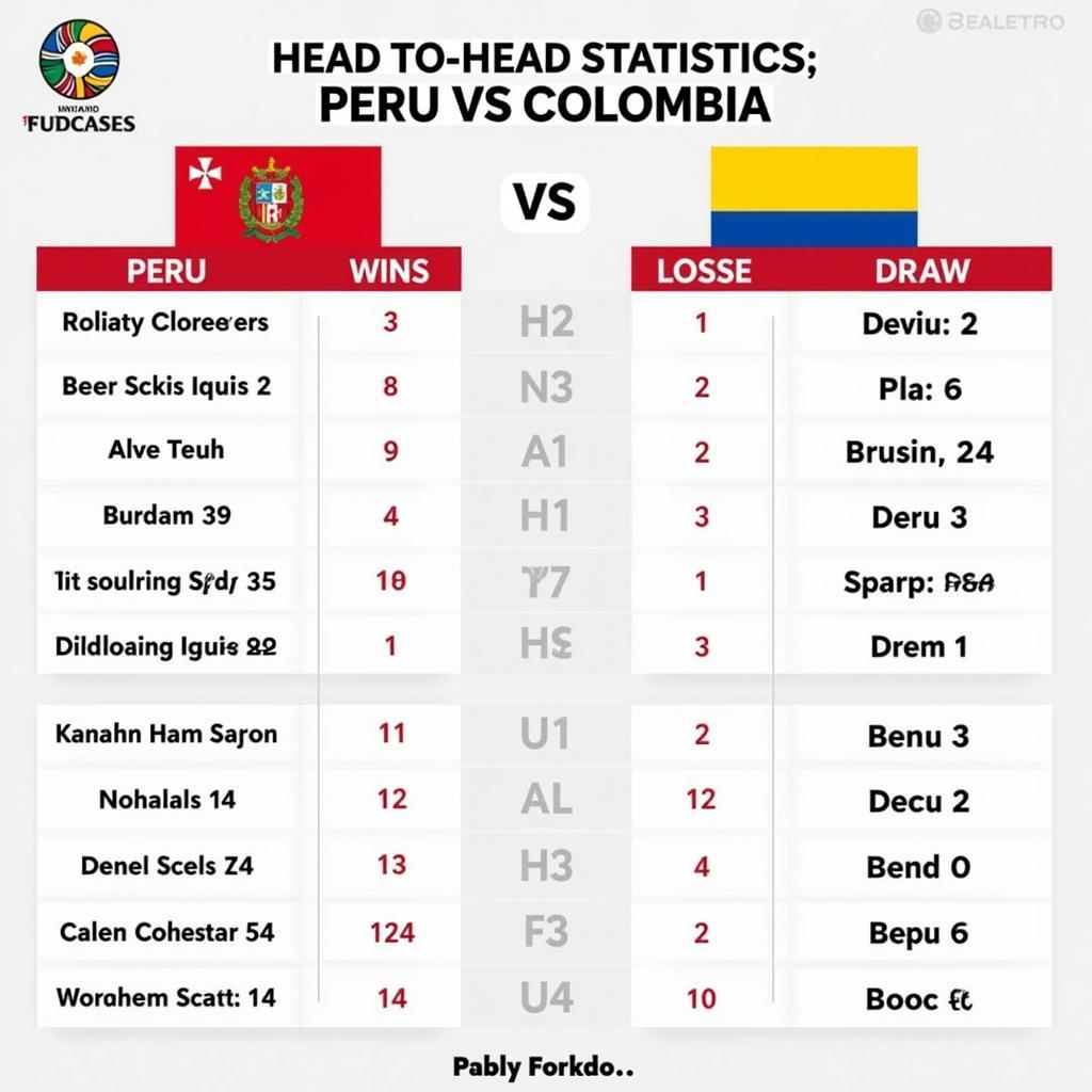 Lịch sử đối đầu Peru vs Colombia