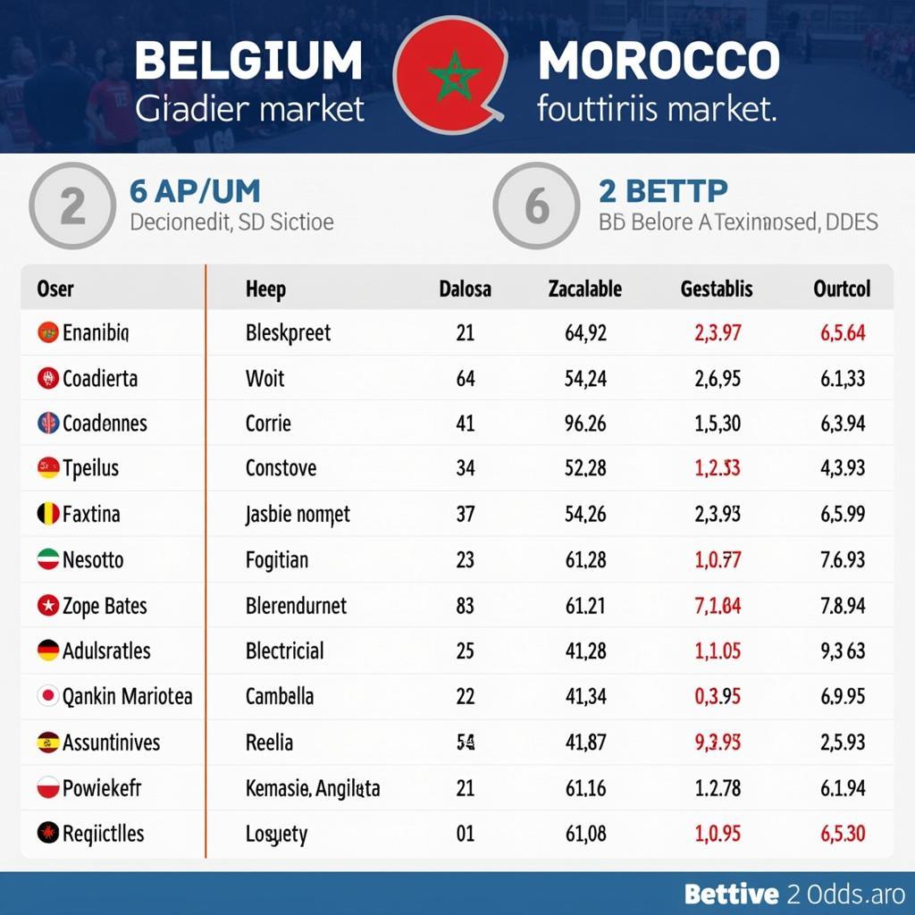 Phân tích kèo cược Bỉ vs Morocco: Chi tiết về các loại kèo cược và tỷ lệ cược