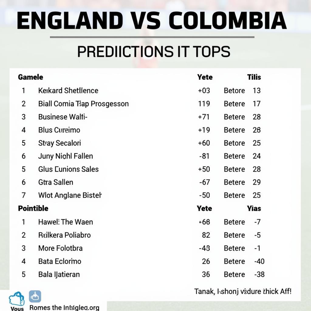 Dự đoán tỷ số Anh vs Colombia