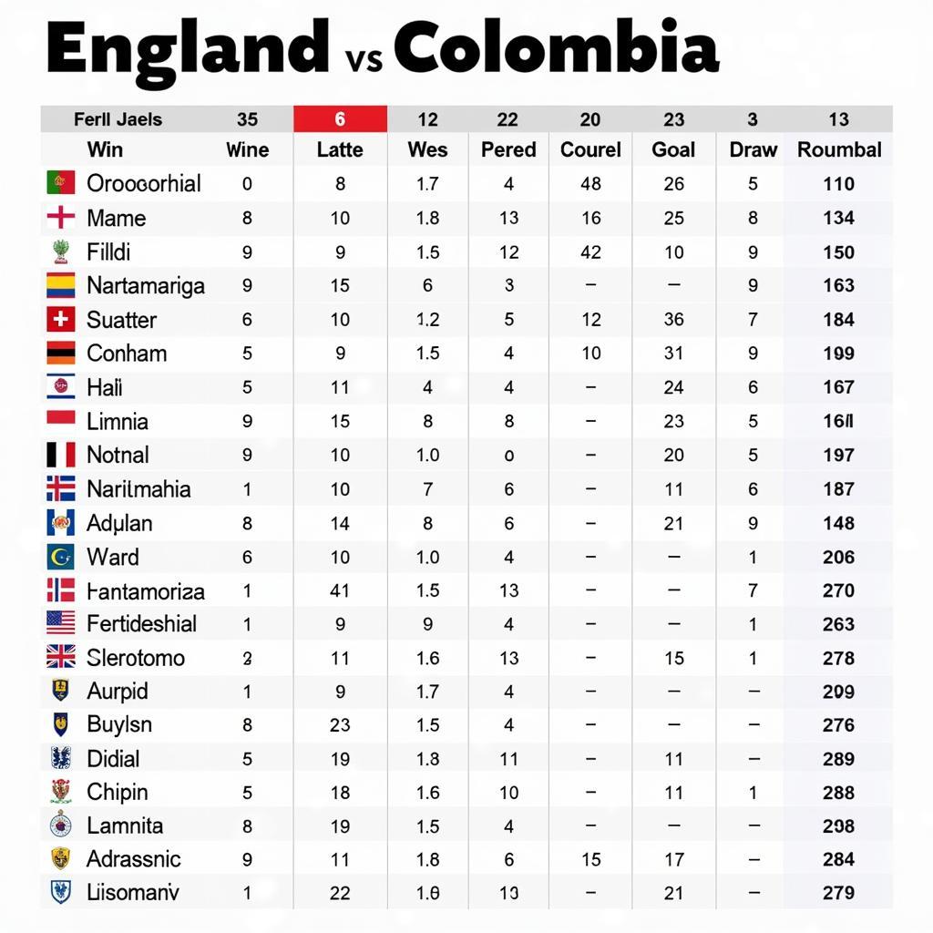 Lịch sử đối đầu Anh vs Colombia