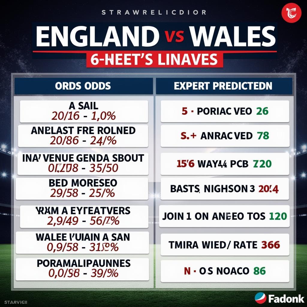 Soi kèo Anh xứ Wales: Dự đoán và tỷ lệ kèo