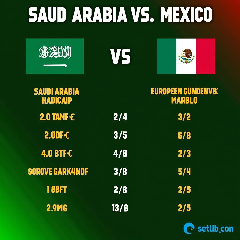 Soi kèo Arapxeut vs Mexico các loại kèo