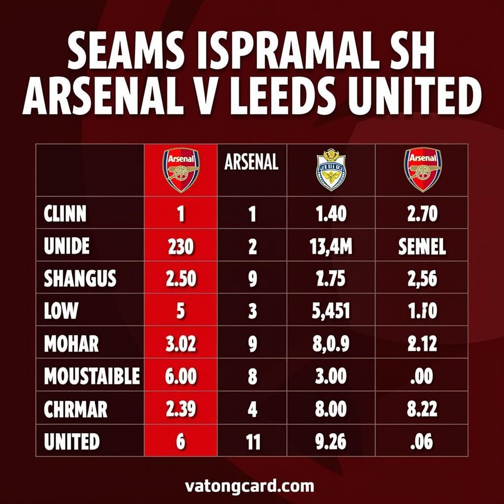 Lịch sử đối đầu Arsenal vs Leeds