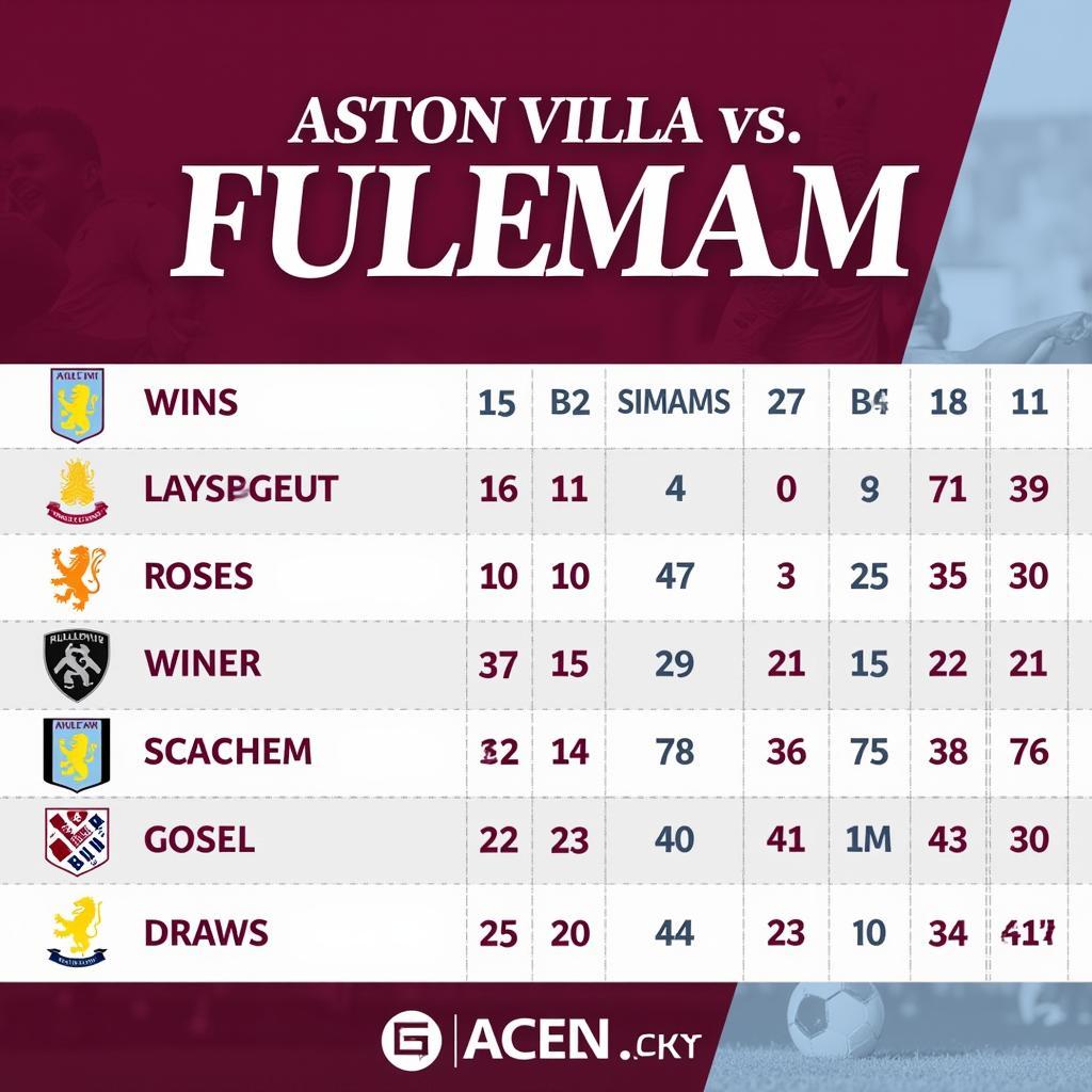 Lịch sử đối đầu Aston Villa vs Fulham