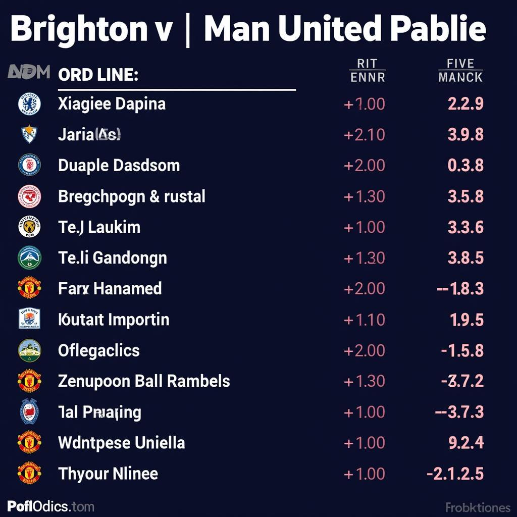 Tỷ lệ kèo Brighton vs Man United