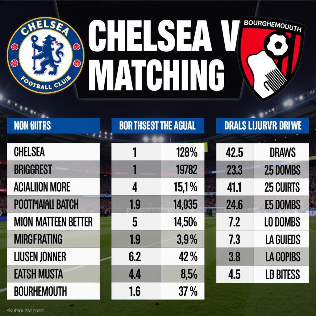 Phong độ gần đây của Chelsea và Bournemouth