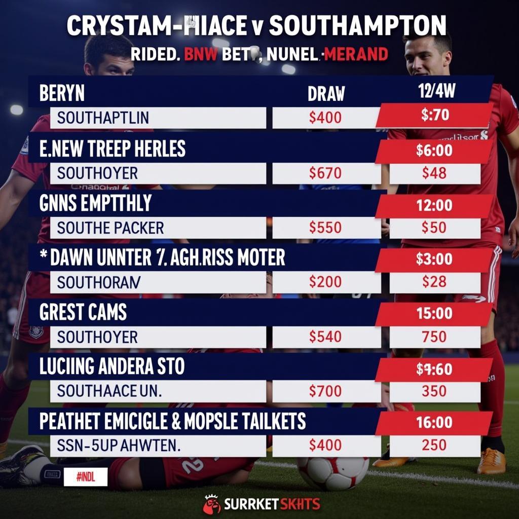 Tỷ lệ kèo Crystal Palace vs Southampton