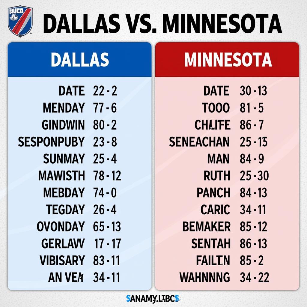 Lịch sử đối đầu Dallas vs Minnesota