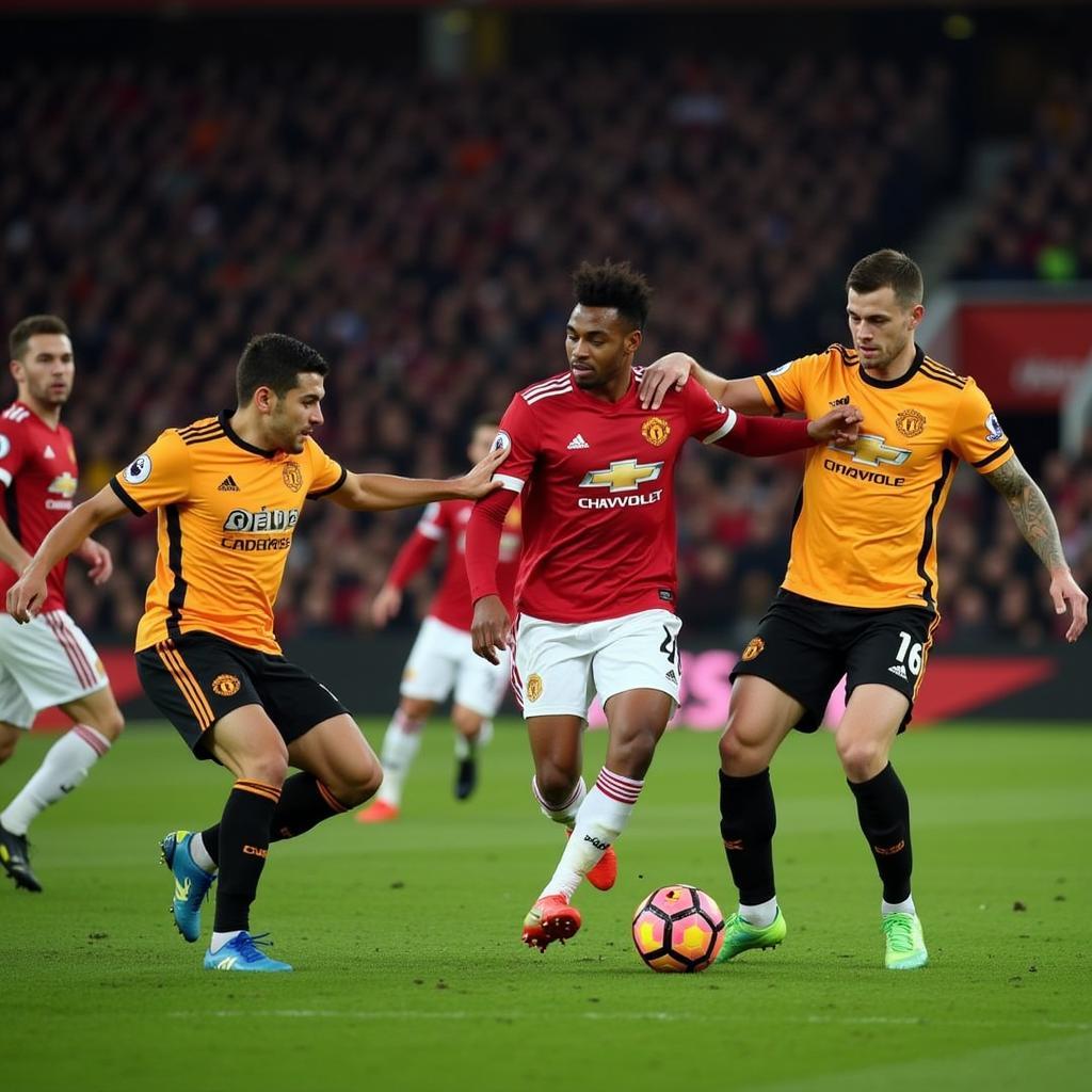 Hàng công Man Utd tấn công khung thành Wolves