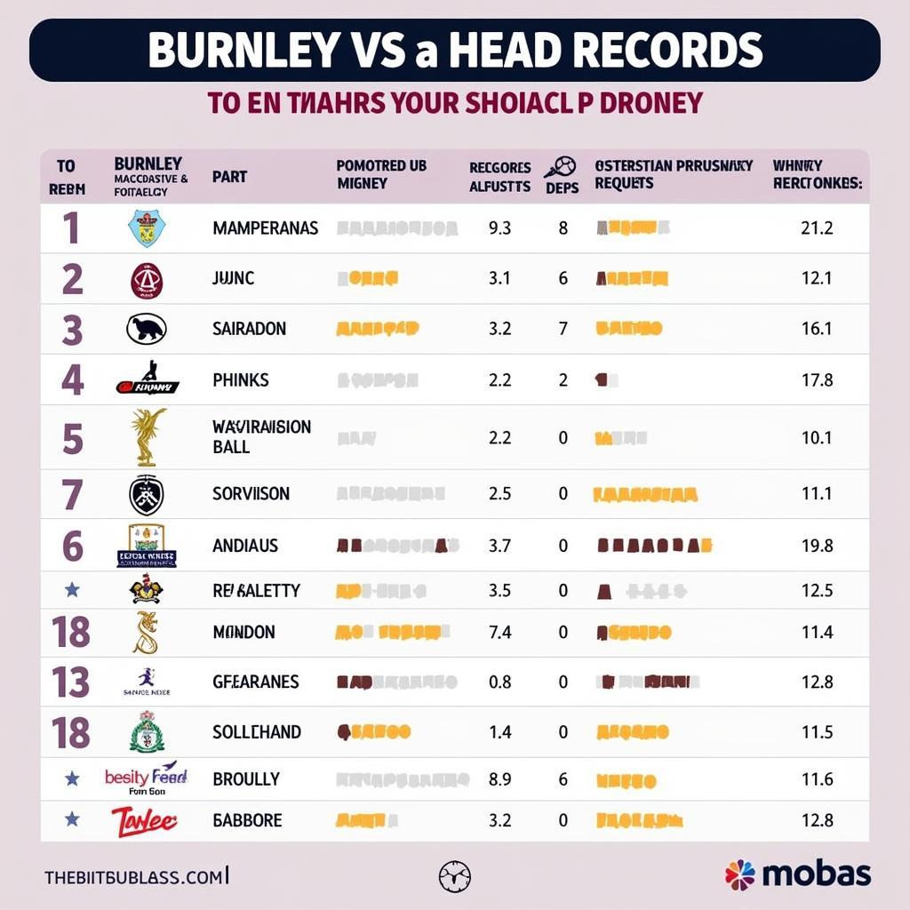 Lịch sử đối đầu Burnley