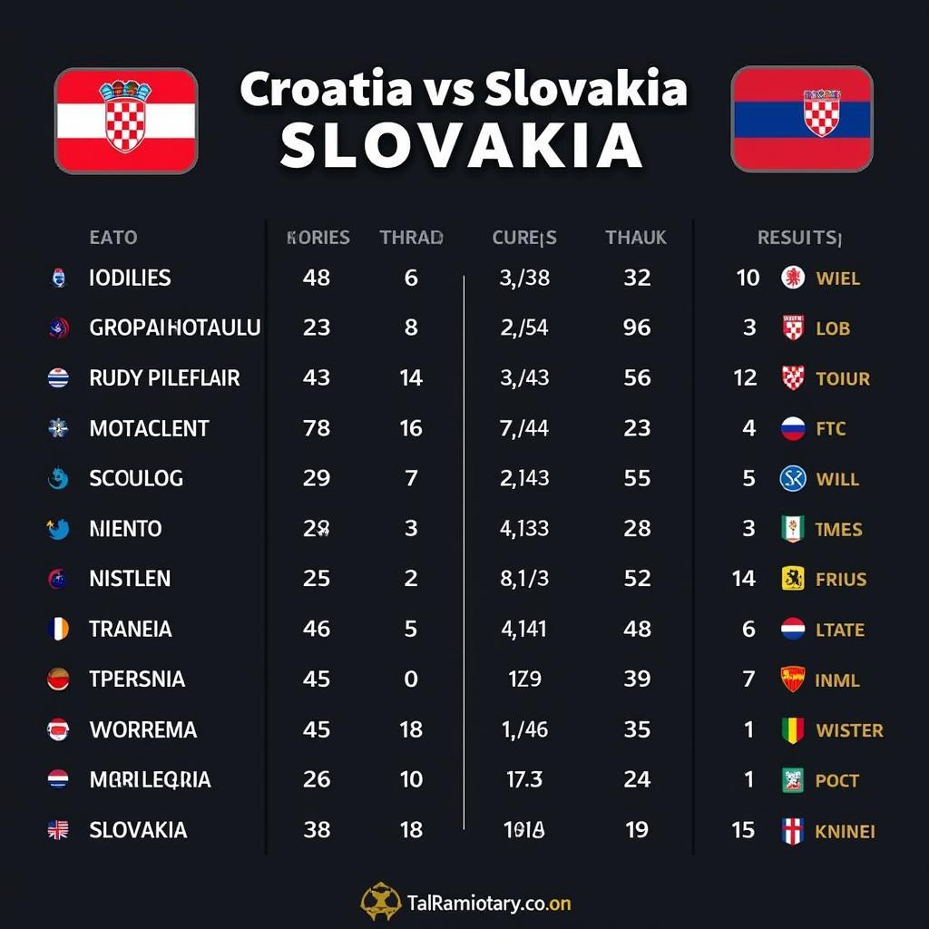 Lịch sử Đối đầu Croatia vs Slovakia