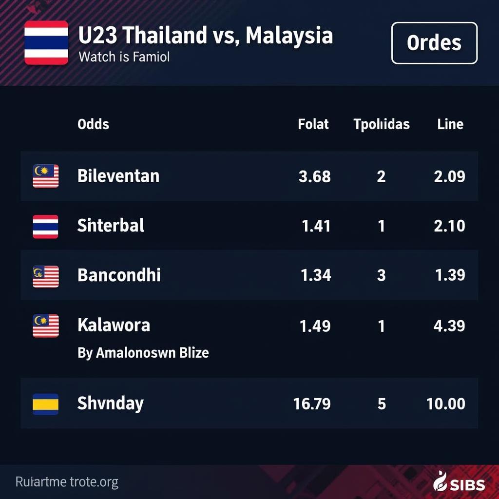 Tỷ lệ kèo U23 Thái Lan vs Malaysia