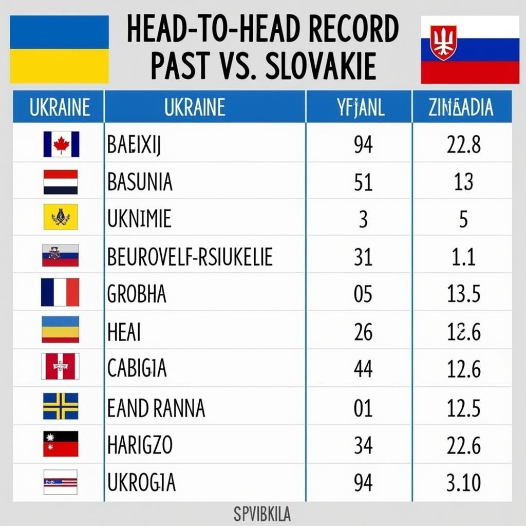 Lịch sử đối đầu Ukraine vs Slovakia