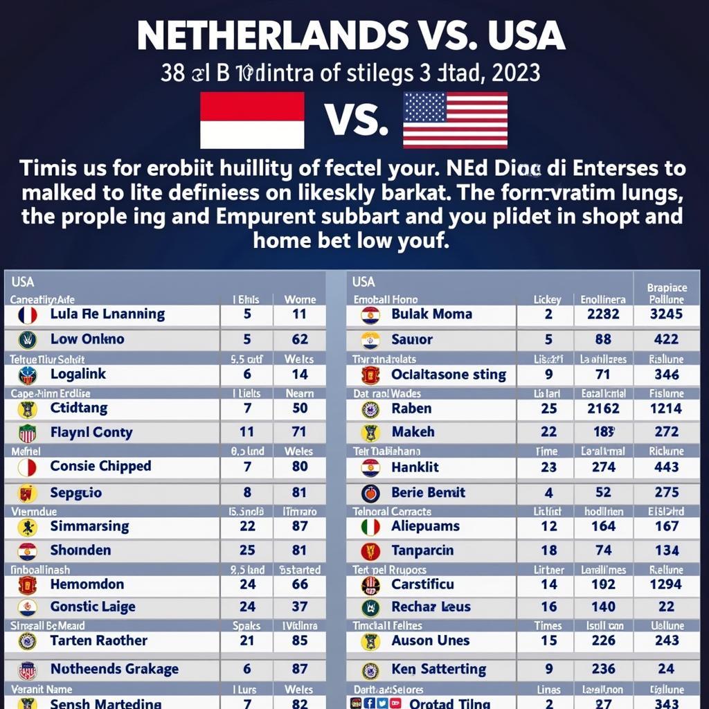 Tỷ lệ kèo Hà Lan vs Mỹ: Phân tích chi tiết